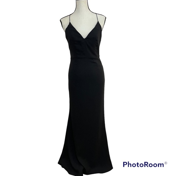 Jarlo Evening Dress Black Spaghetti Strap Event Dress Size 4 - Picture 1 of 14
